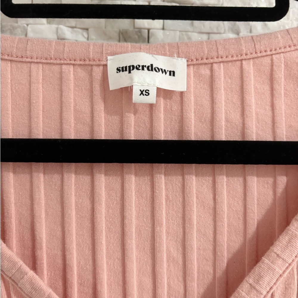 Superdown Blush Ribbed Knit Top - Picture 3 of 3
